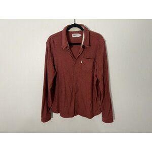 Wellen Huckberry Terry Snap Long Sleeve Shirt In Cochineal Size Large